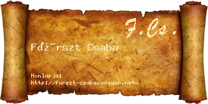 Fürszt Csaba névjegykártya