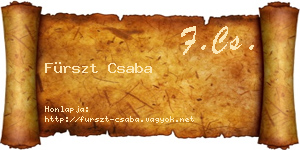Fürszt Csaba névjegykártya